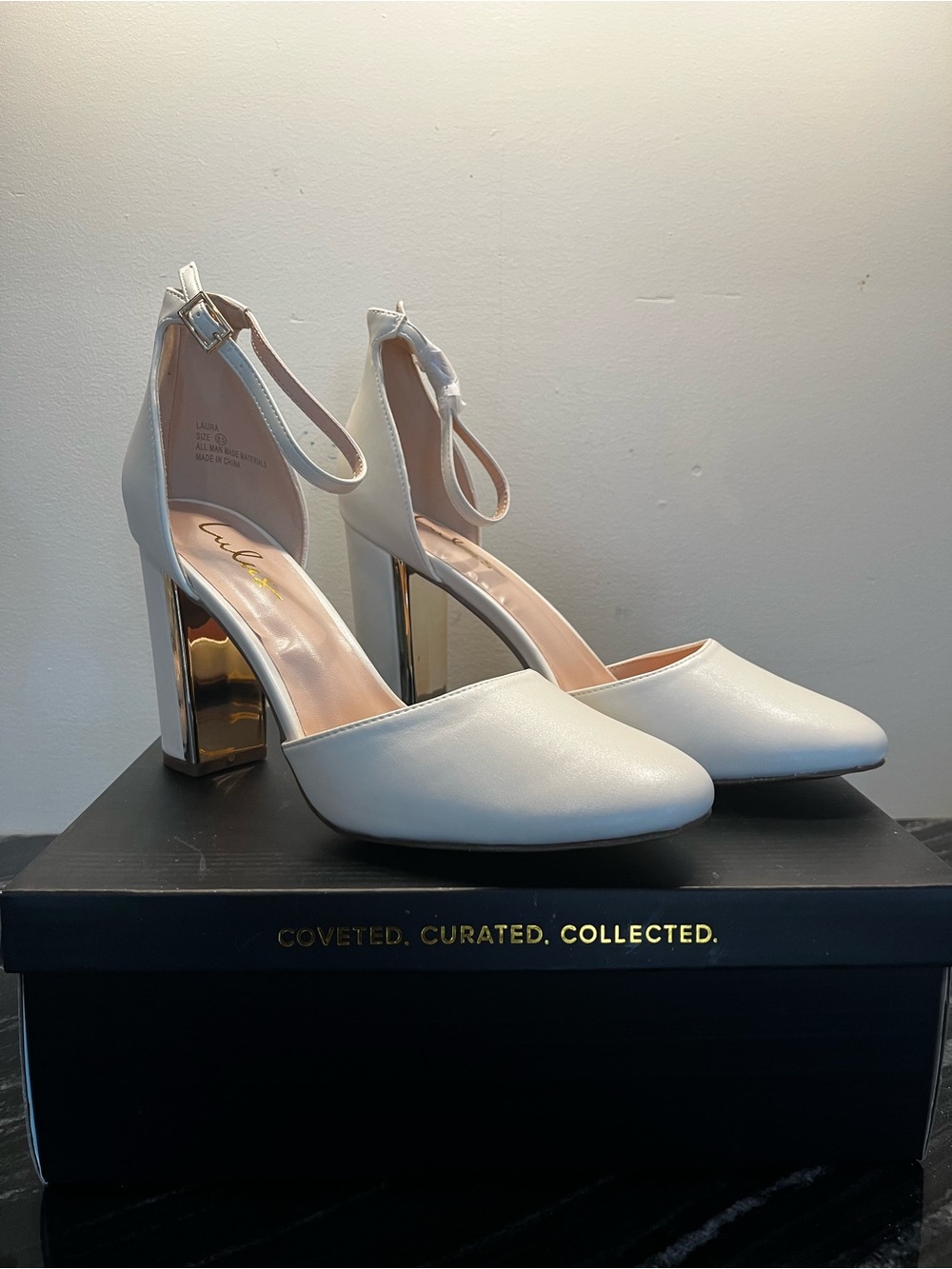 Lulu Laura Off White Ankle Strap Heels